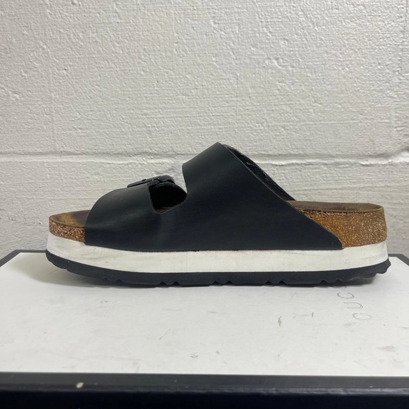 Birkenstock Papillio Arizona Black White Platform Sandals Women's 39 EU/8 US - Picture 5 of 9